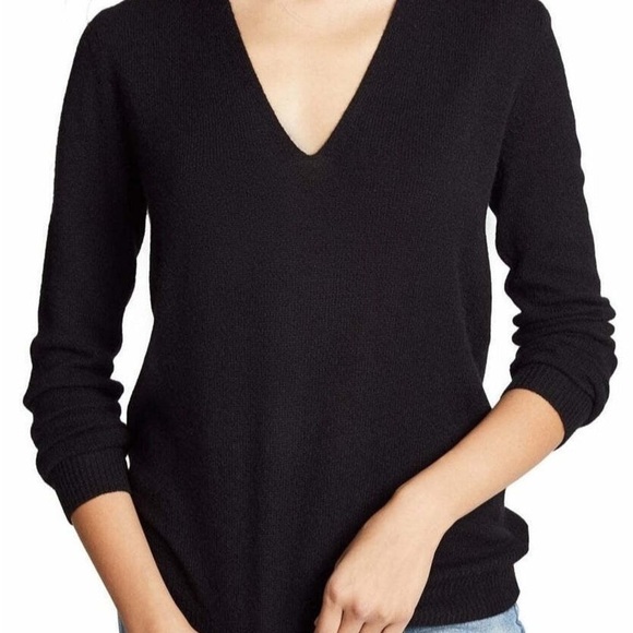 Theory / Adrianna black 100% Cashmere V-Neck Sweater classic small S - Picture 3 of 10